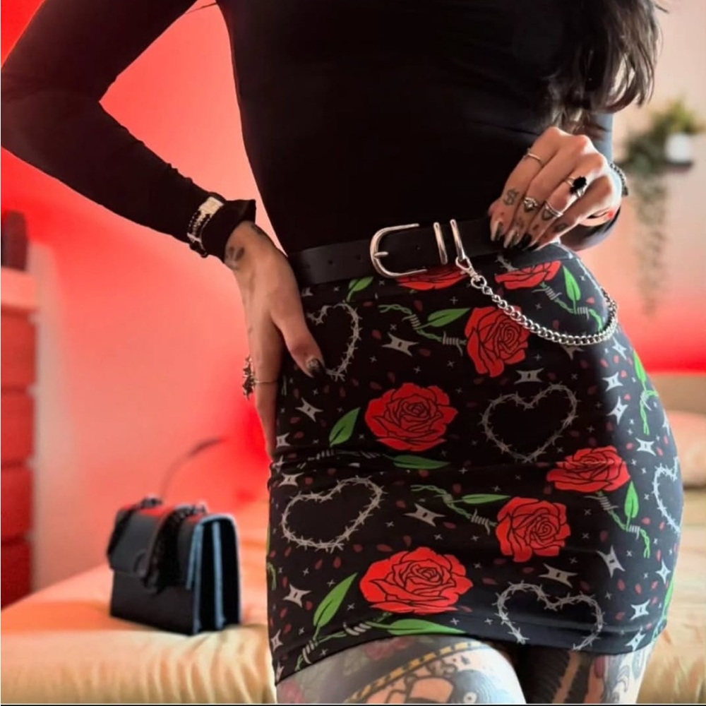 Sourpuss Barbed Wire Love Mini Skirt